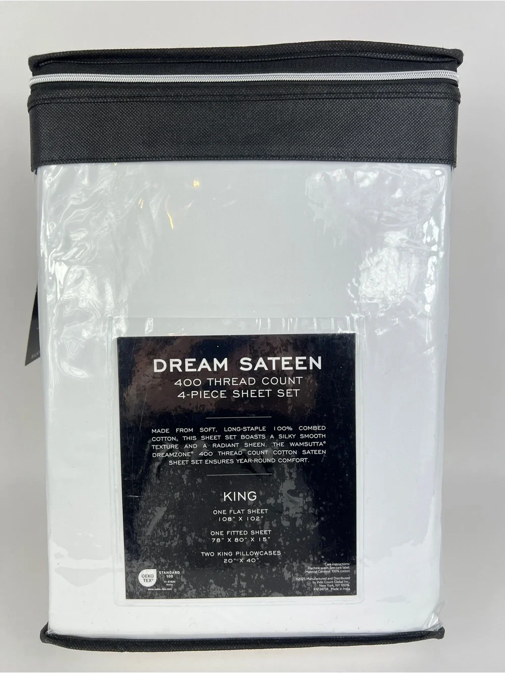 Wamsutta Dream Zone King Sheet Set White Sateen 400 TC Luxury Cotton 4 Pc NEW